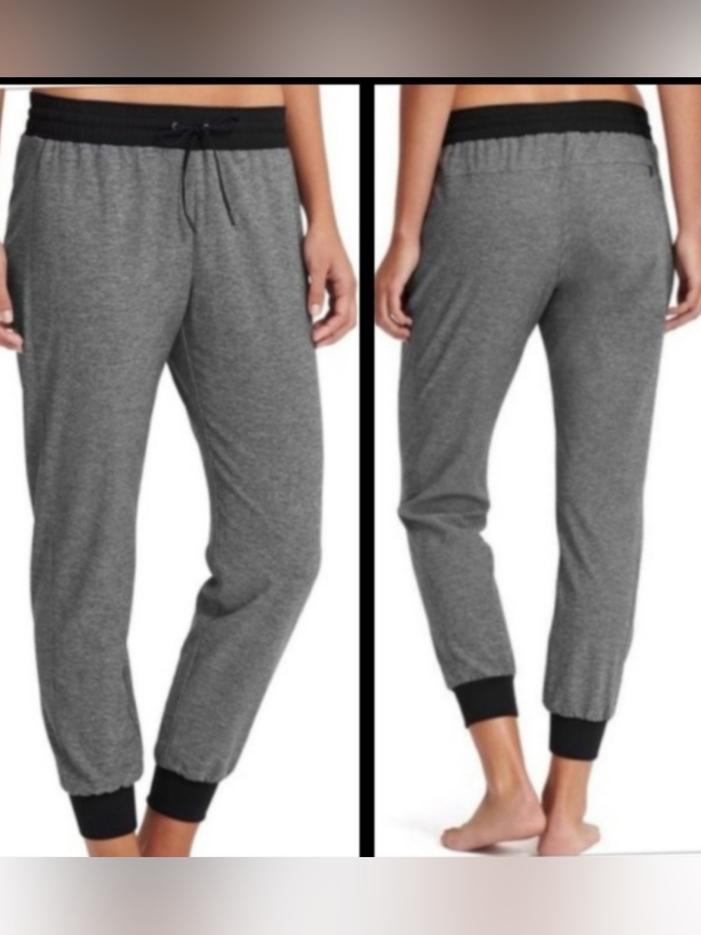Athleta x Derek Lam IOC heather gray Drawstring Waistband Size Large joggers EUC